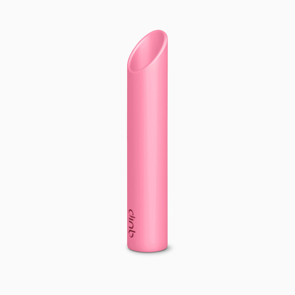 A pink plastic travel cover mount for Sonic Brushes, designed to protect and display the brush, shown against a white background.