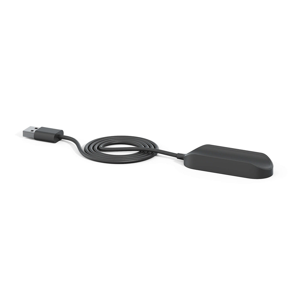 A black Ultra Charger Cable with a USB connector on one end and a magnetic attachment on the other, designed for charging a smart sonic toothbrush.